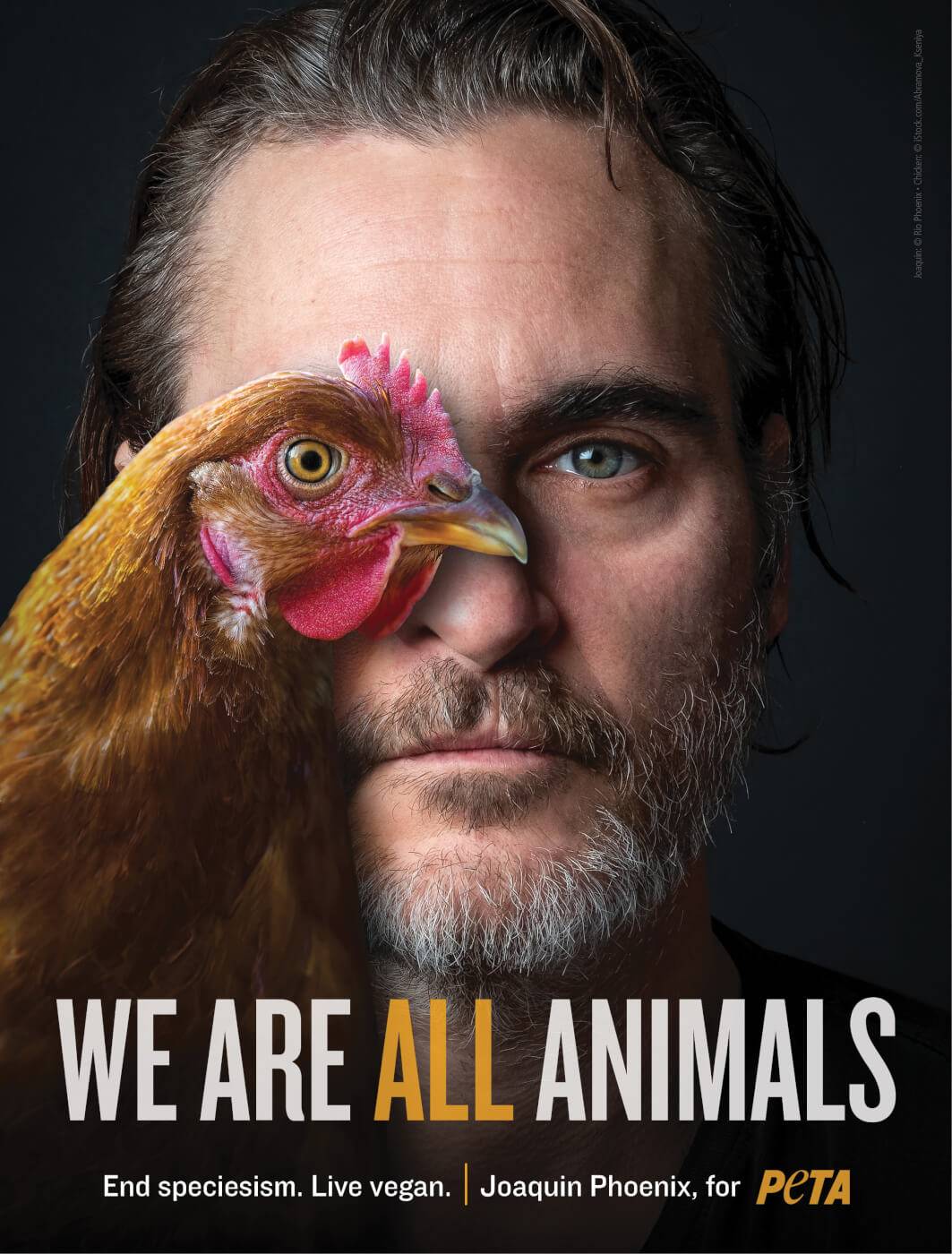 Joaquin Phoenix亦曾為PETA拍下有關善待動物廣告