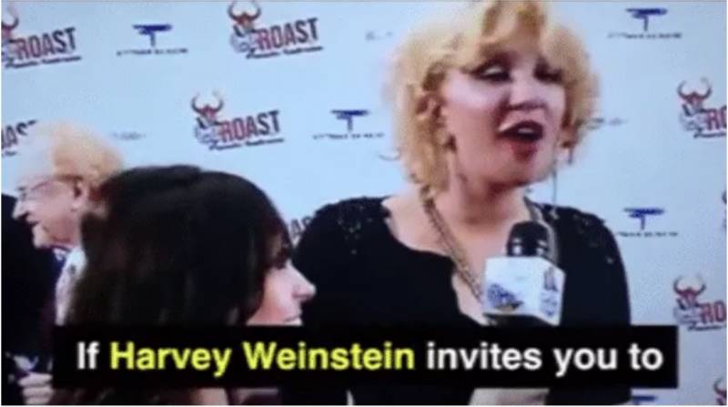 她大膽地對著鏡頭向一眾少女說：「如果Harvey Weinstein邀請你到四季酒店參加私人派對，請千萬不要去。」