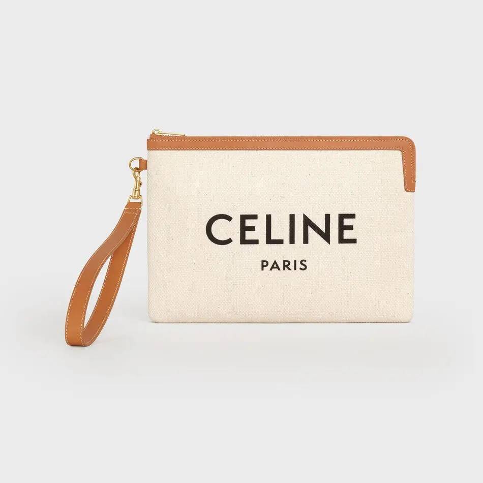 POUCH WITH STRAP IN TEXTILE WITH CELINE LOGO AND CALFSKIN $4,600