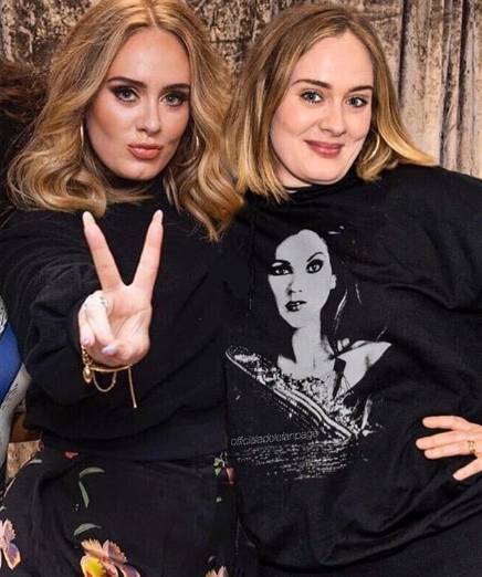 網民為瘦身前後的Adele「合照」 Instagram：adelettes