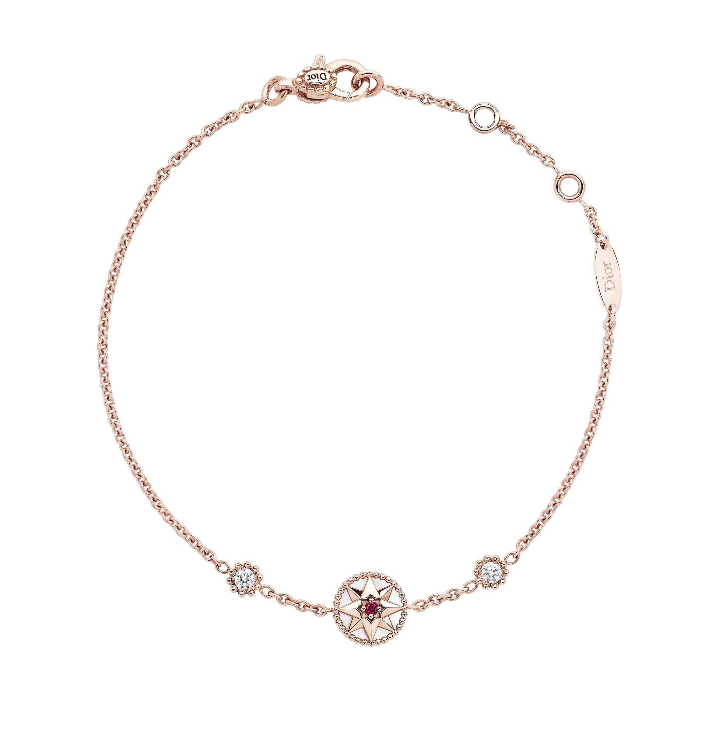 ROSE DES VENTS BRACELET Pink Gold with Diamonds and a Ruby $17,300