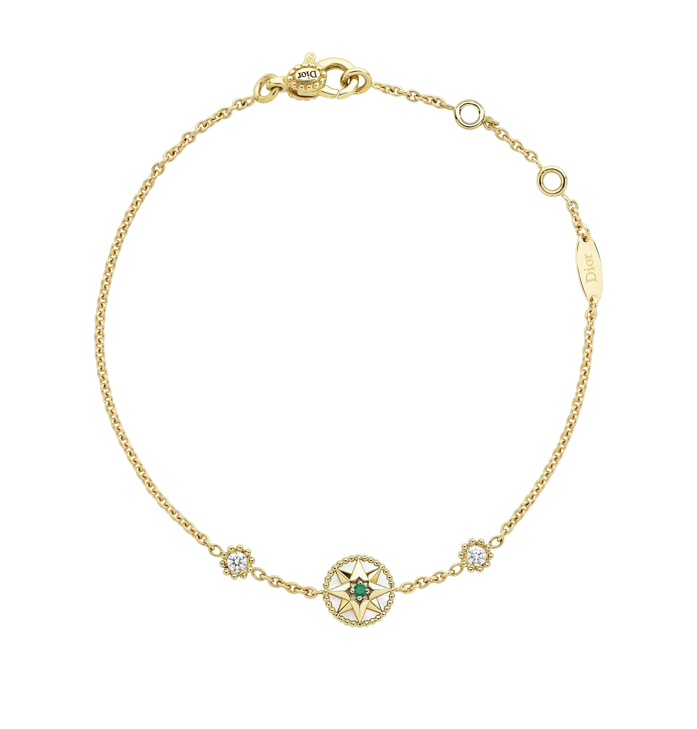 ROSE DES VENTS BRACELET Yellow Gold with Diamonds and an Emerald $17,300