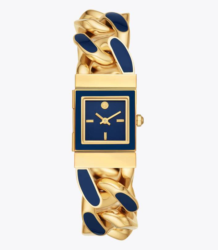 Toryburch TILDA WATCH, GOLD-TONE STAINLESS STEEL/BLUE, 21 MM USD 395 （約HKD 3062) 