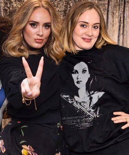 網民為瘦身前後的Adele「合照」 （圖片來源： Instagram@adelettes）