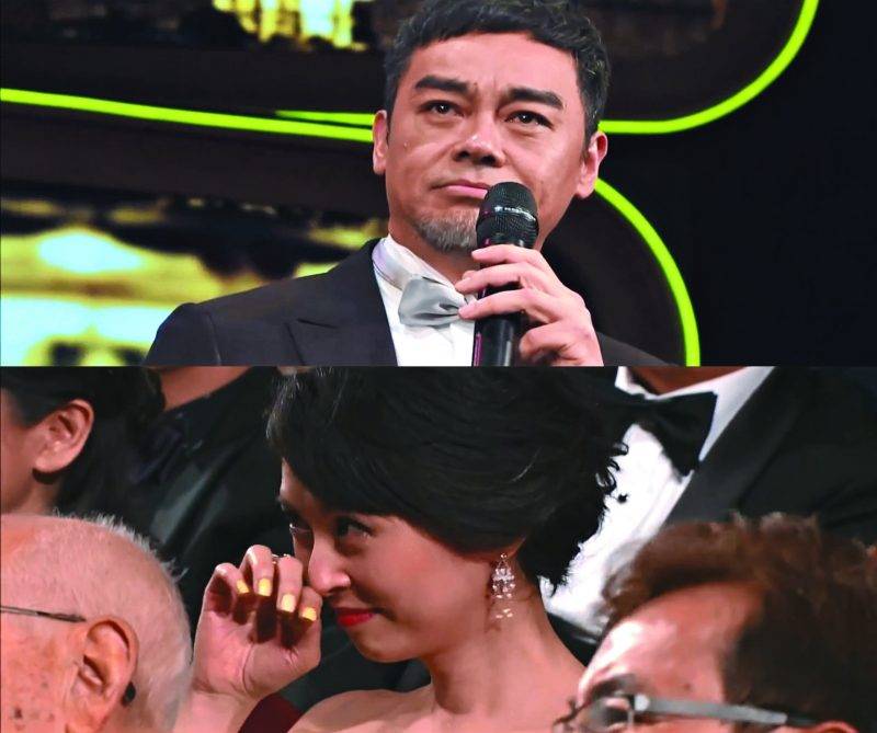 劉青雲憑《竊聽風雲3》奪下第二座金像獎影帝後，在台上發表的「太空船」論不但冧掂老婆，更冧爆全港女性！（圖片來源：《第34屆香港電影金像獎》截圖）