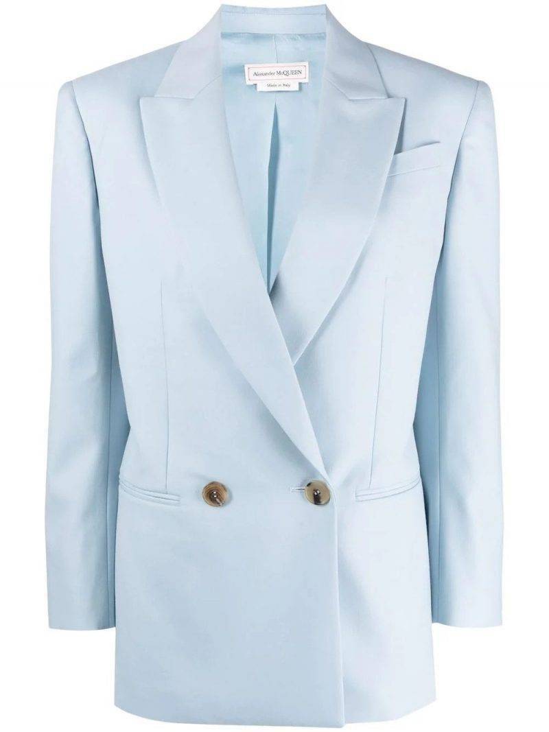 Alexander McQueen Double-breasted tailored blazer HK$$37,112 （圖片來源：Farfetch.com ）