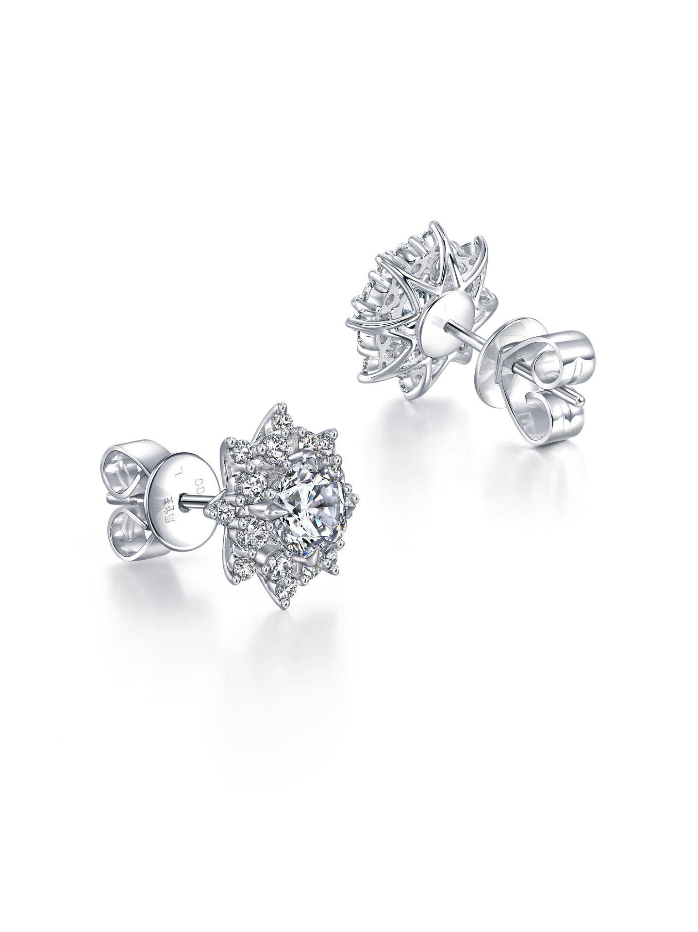 Infini Love Diamond™光環系列900鉑金鑽石耳環（圖片來源：周生生）