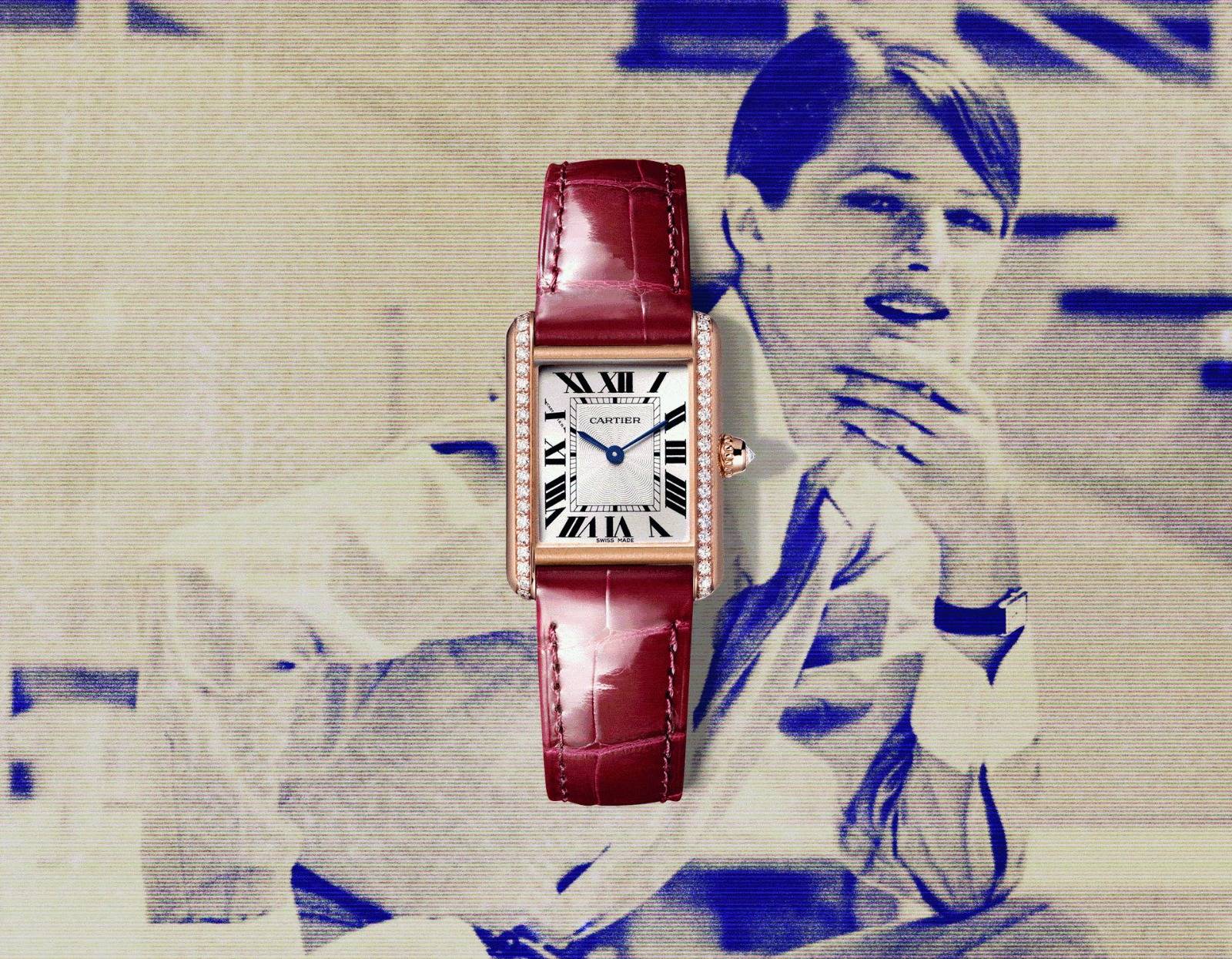 Tank Louis Cartier腕錶簡約高雅的美感贏得無數名人的喜愛，包括英國女演員Charlotte Rampling ﹑法國演員Alain Delon﹑拳王阿里、普普藝術教父Andy Warhol和法國著名演員及歌手Yves Montand。（圖片來源：Cartier）
