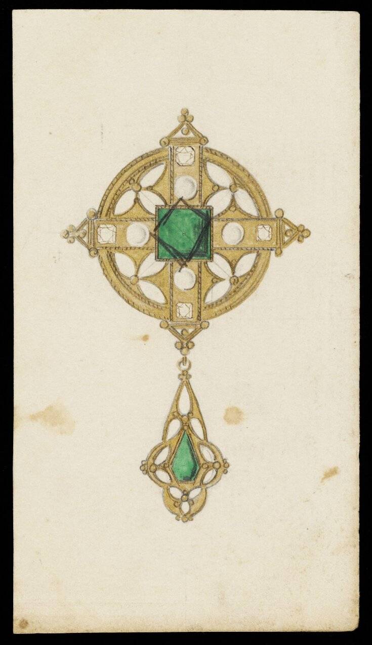 中世紀的傳統愛情信物原圖，作品收藏在V&A內，是祖母綠寶石18K黃金頸鍊的靈感來源。（圖片來源：Victoria and Albert Museum）